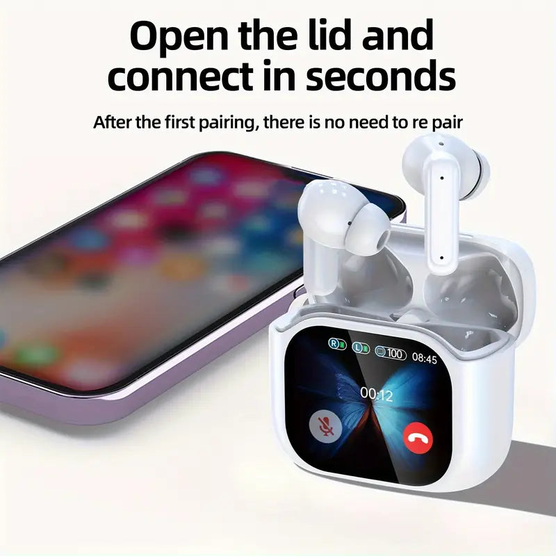 Wireless Bluetooth Earbuds with ANC, LCD Display & Gaming Mode