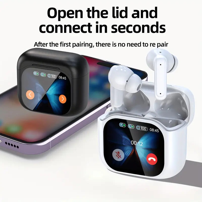 Wireless Bluetooth Earbuds with ANC, LCD Display & Gaming Mode